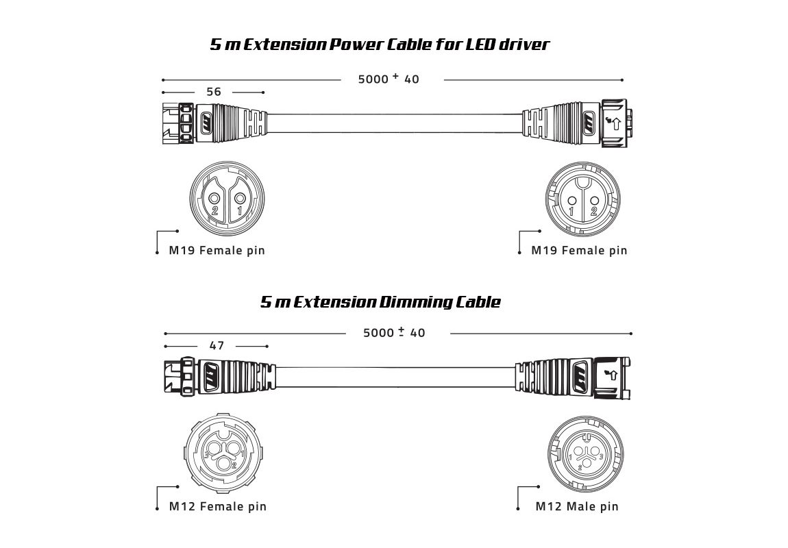 Set Lumatek kablov za LED krmilnik / dušilko 5 m (2 kom)
